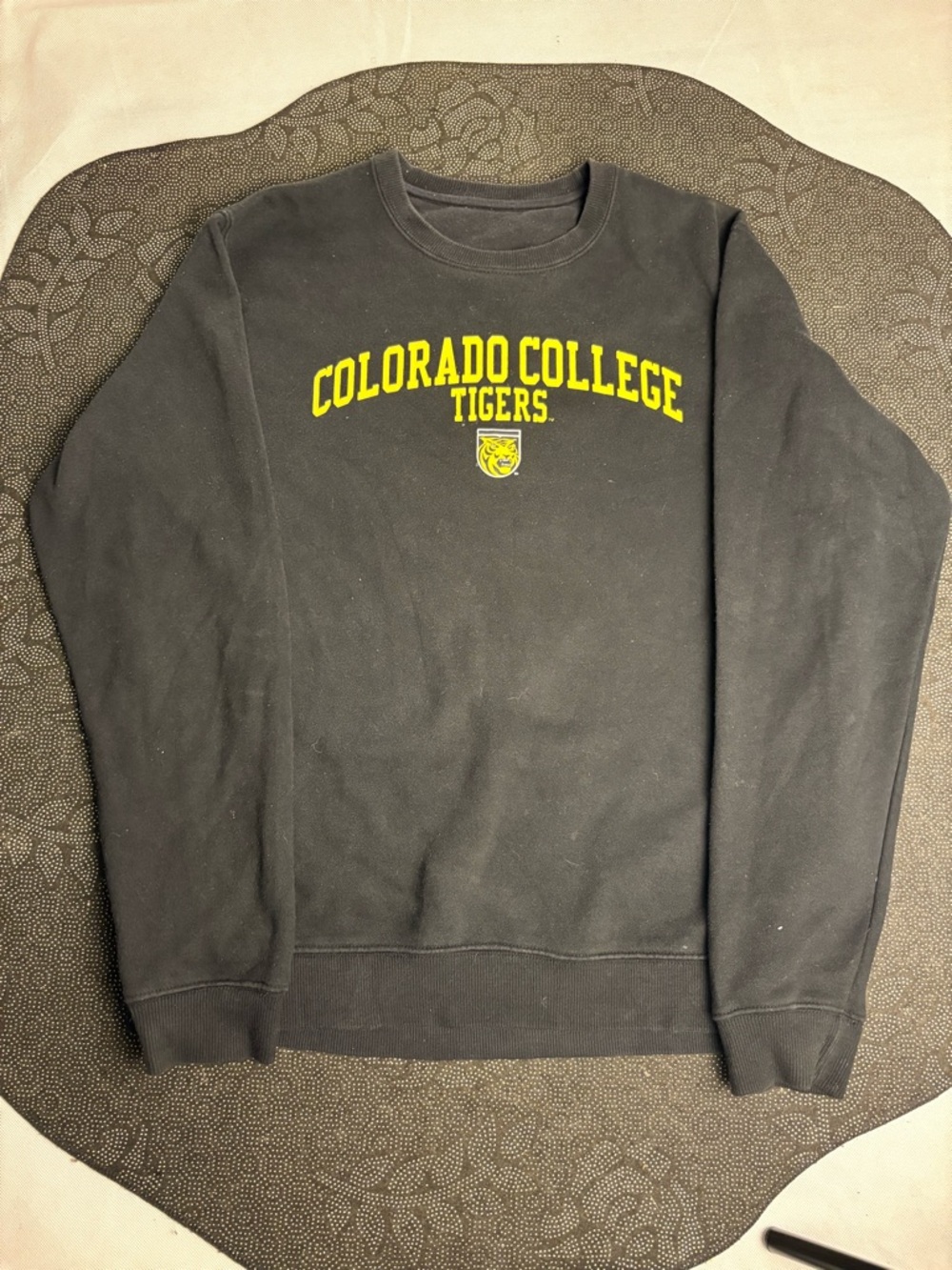 Vintage Colorado College Tigers Crewneck Sweatshirt Black Yellow